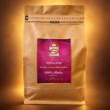 Load image into Gallery viewer, Pure Gold Melange light and dark roast blend coffee bag on a premium morning glow background